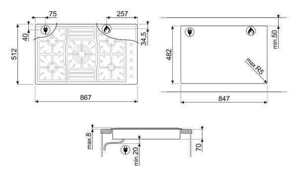 Smeg Design PGF95-4 Classica Plaque de cuisson encastrable cm. 90 - inox – Image 3