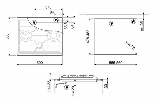 Table de cuisson Smeg SR764AO - Neuf : esthétique renouvelée pour une cuisson traditionnelle – Image 2