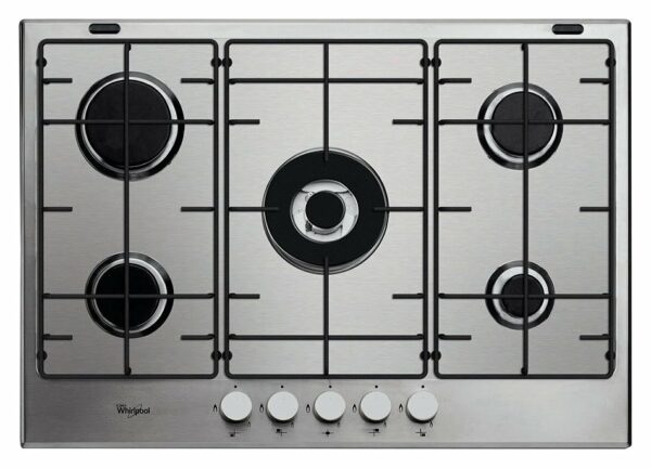 Table de cuisson gaz 75 cm - inox WHIRLPOOL GMA 7520IX URBAN Line avec commande frontale - Neuf