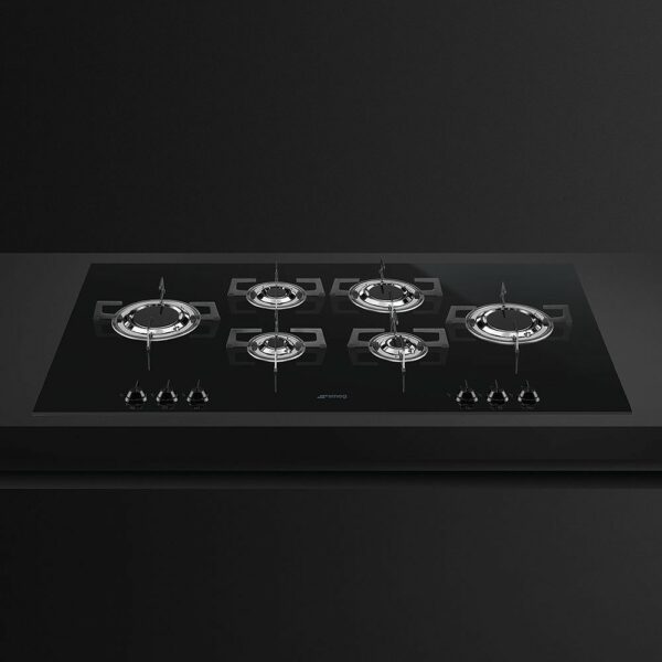 Table de cuisson à gaz cm 100 - ligne noire SMEG PVL6106CN DOLCE STIL NOVO avec plateforme en verre céramique - Neuf – Image 2