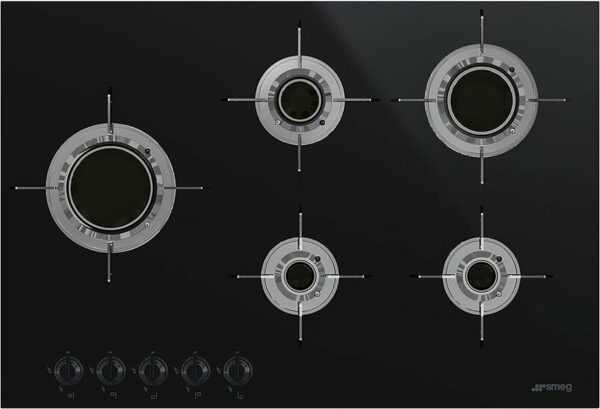 Tables de cuisson à gaz 75 cm - ligne noire SMEG PVL675LCN DOLCE STIL NOVO avec plateforme en verre céramique - Neuf