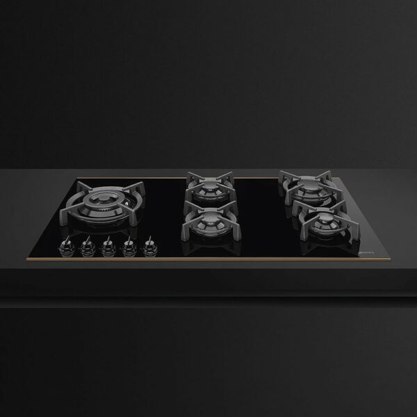Table de cuisson encastrable 90 cm - verre noir + cuivre SMEG PV695LCNR Sweet Line Stilnovo - Neuf – Image 2