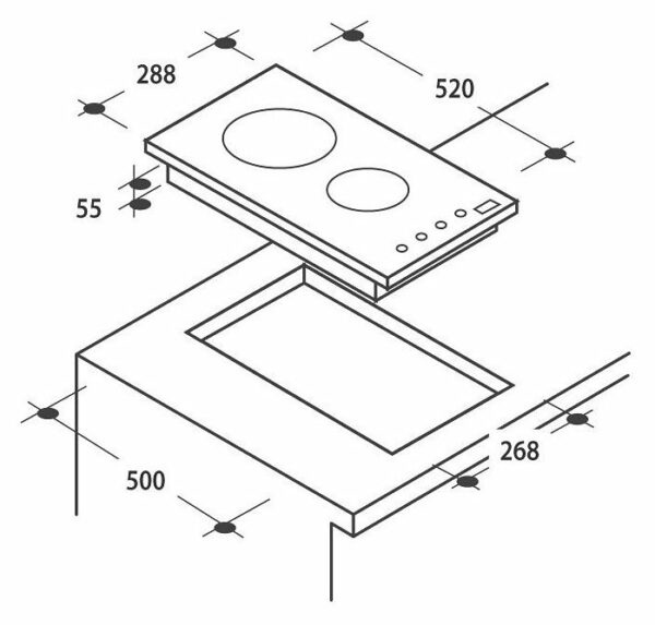 Table de cuisson électrique Candy CDH 30 - Neuf : Facile à utiliser avec un panneau de commande central et intuitif – Image 2