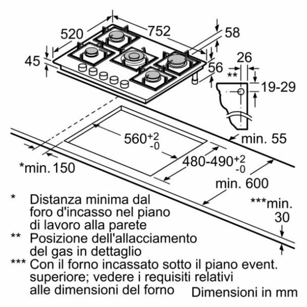 Table de cuisson à gaz Bosch PPQ7A6B20 en verre trempé avec FlameSelect - Neuf – Image 7