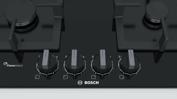 Table de cuisson Bosch PPH6A6B20 avec FlameSelect - Brûleur wok, surface en verre trempé - Neuf – Image 2