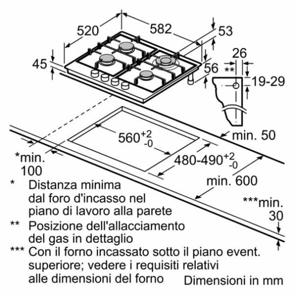 Table de cuisson à gaz PCH6A5B90 avec FlameSelect - Brûleur WOK - Grille en fonte - Poignées pontantes - Acier inoxydable - Neuf – Image 7