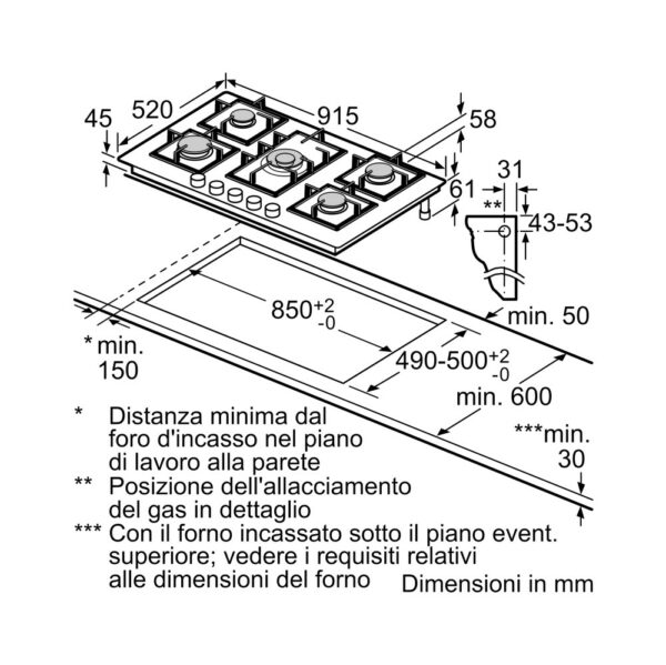 Table de cuisson à gaz Siemens EP9A6QB90 avec technologie stepFlame - Neuf – Image 8