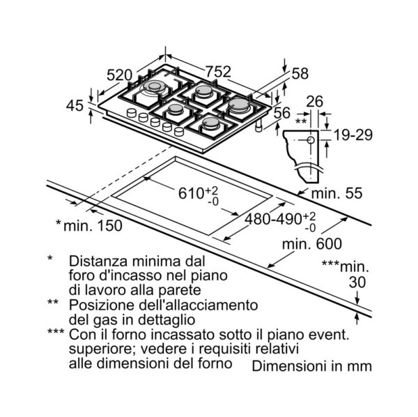 Table de cuisson à gaz Siemens EP7A6SB20 avec technologie stepFlame pour un contrôle précis de la flamme sur 9 niveaux de puissance - Neuf – Image 6