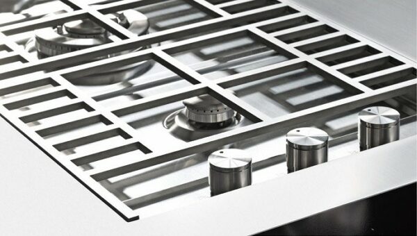Table de cuisson Barazza 1PLB2TI - Neuf: Brûleurs en ligne, grille en acier, diffuseur de flamme en fonte - Série LAB haut de gamme – Image 2