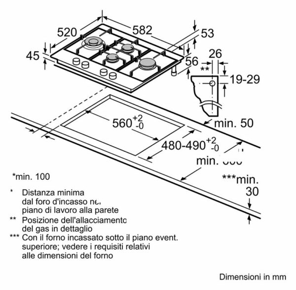 Table de cuisson à gaz Bosch PCI6A5B90 avec FlameSelect - Neuf – Image 6