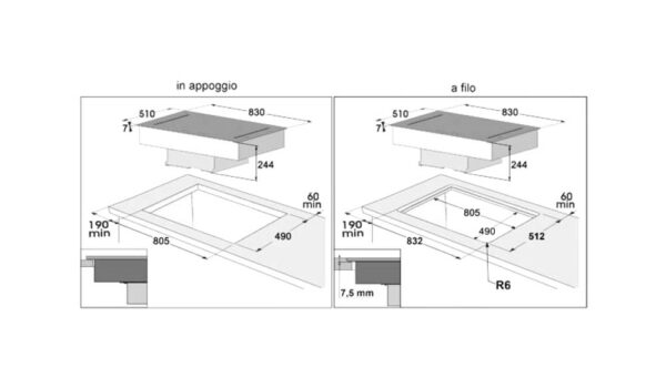 Table de cuisson à induction DIAMOND BRIDGE Baraldi avec hotte intégrée - Neuf – Image 8