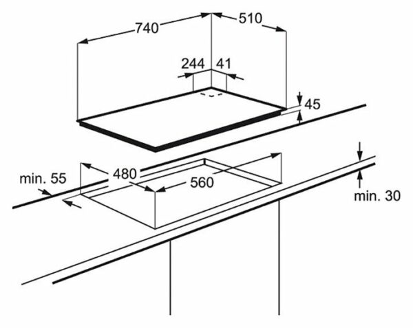 Table de cuisson à gaz en acier inoxydable Electrolux KGS7564SX - Neuf – Image 3