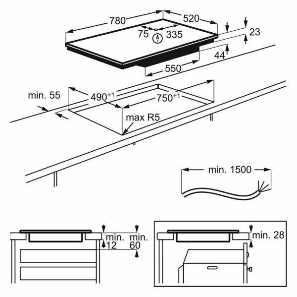 Table de cuisson à induction Electrolux EIV83443BW - Neuf: Zones de cuisson sans fin pour casseroles de toutes formes – Image 2