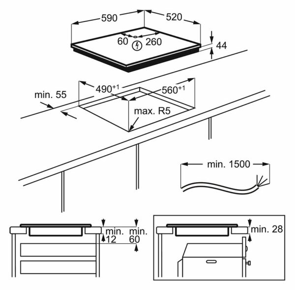 Table de cuisson à induction Electrolux EIV65443 - Neuf: Commande tactile à curseur, 4 zones de cuisson, FlexiBridge, PowerBoost, minuterie automatique, indicateurs de chaleur résiduelle, Hob²Hood® – Image 6