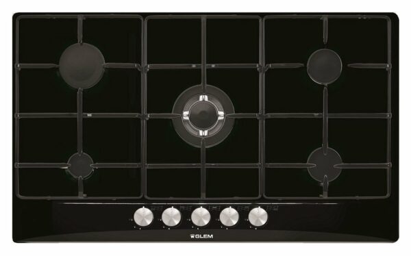 Table de cuisson GLEM GT955BK - 5 brûleurs à gaz avec thermocouple - Arrêt automatique - Neuf