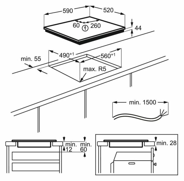 Table de cuisson à induction AEG IKE64443FB - Neuf: Casseroles rectangulaires et ovales compatibles Fischer – Image 2