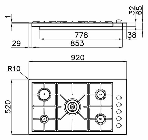 Foster 7271 032 Cuisinière à gaz S4000 cm 92 - filotop - acier brossé- Nouveau- Nouveau – Image 2