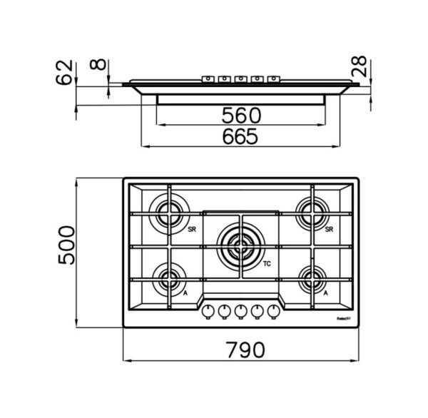 Foster 7602 032 Table de cuisson à gaz Ke 79 cm - standard encastrable - acier brossé- Nouveau- Nouveau – Image 3
