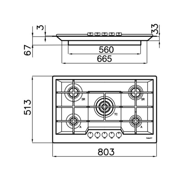Foster 7600 032 Ke table de cuisson à gaz 80 cm - acier brossé- Nouveau- Nouveau – Image 3