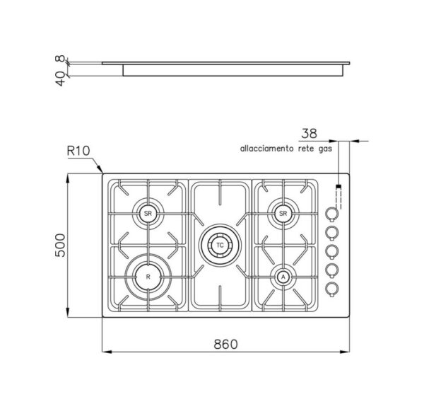 Foster 7055 062 Professionale Cuisinière à gaz 86 cm - acier brossé- Nouveau- Nouveau – Image 4