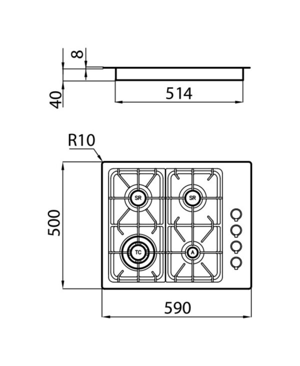 Foster 7053 062 Table de cuisson à gaz professionnelle 59 cm - acier brossé- Nouveau- Nouveau – Image 2