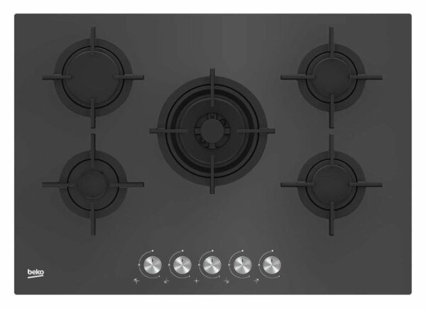 Table de cuisson gaz 75 cm – verre gris pierre BEKO HILW 75222 Ligne SZG Shades - Neuf
