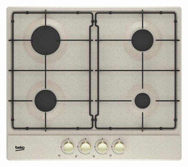 Table de cuisson gaz 60 cm - Avoine BEKO HIAG 64224 SAVR Classic avec brûleurs High Efficiency™ - Neuf