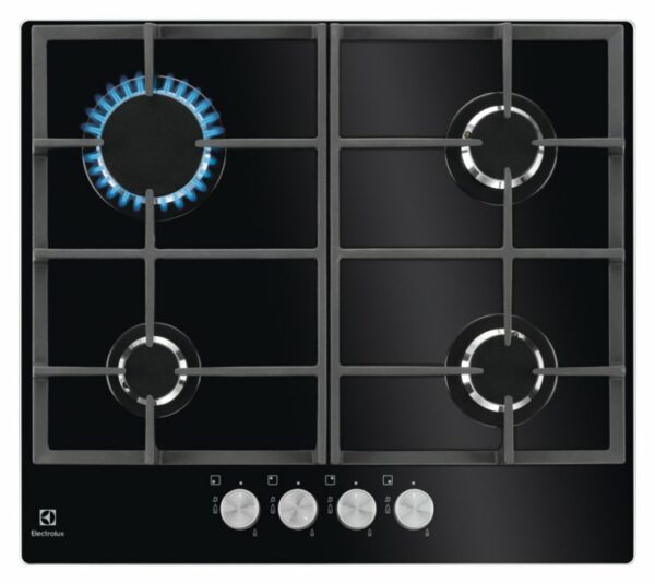 Table de cuisson à gaz Electrolux EGG6426SK avec surface en verre noir - Neuf