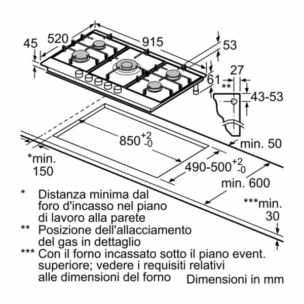 Bosch PCR9A5B90 Série 6 Cuisinière à gaz 90 cm - acier inoxydable – Image 7