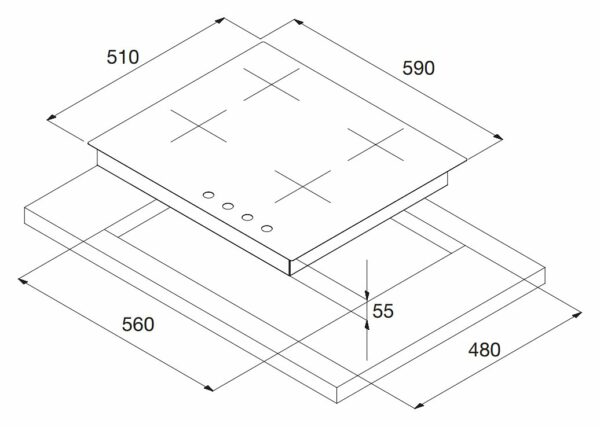 Blanco 1046115 Design Plus 6X5-4 table de cuisson encastrée/encastrée 59 cm - acier inoxydable – Image 3