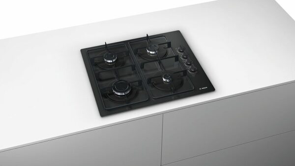 Table de cuisson gaz Bosch POP6B6B80 Série 2 60 cm – verre noir – Image 3