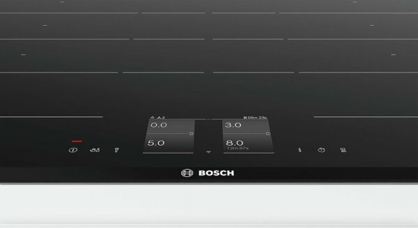 Bosch PXY875KW1E Série 8 Table de cuisson à induction 80 cm - profilés latéraux en vitrocéramique noire en acier inoxydable – Image 4