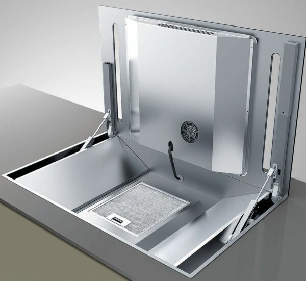 Table de cuisson à induction Baraldi DIAMOND FLEXI cm. 83 - avec hotte intégrée 700 m3/h - vitrocéramique noire – Image 3