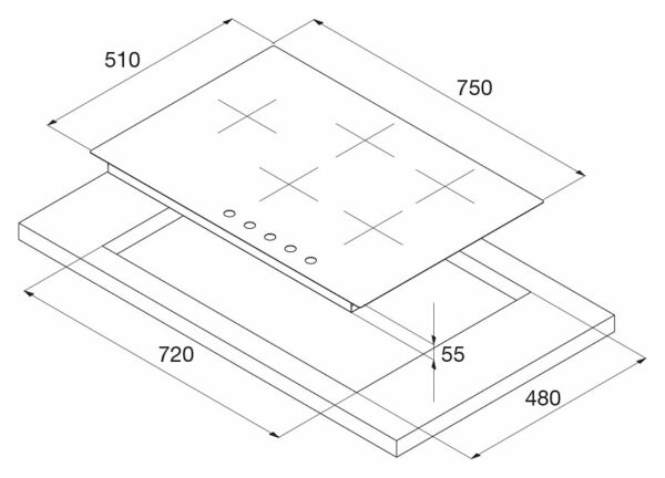 Blanco 1047105 Table de cuisson encastrable Design 7X5-5 75 cm - acier inoxydable – Image 3