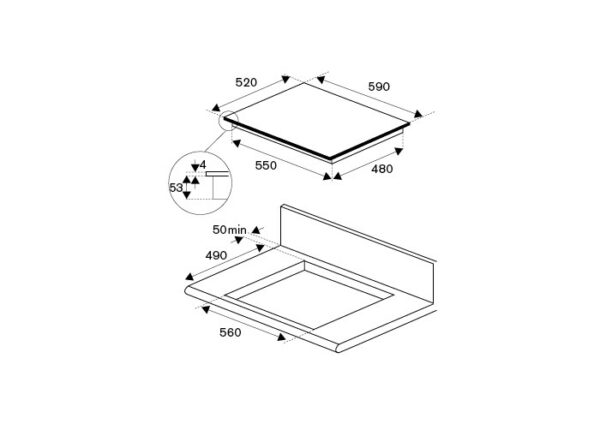 Bertazzoni P604IC1B2NEE Table de cuisson à induction moderne cm. 60 - verre céramique noir – Image 2