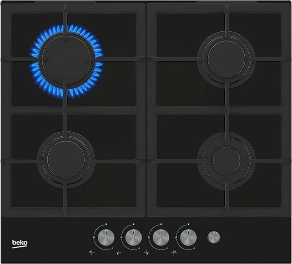 Table de cuisson gaz Beko HILG64235S 60 cm – verre noir – Image 2