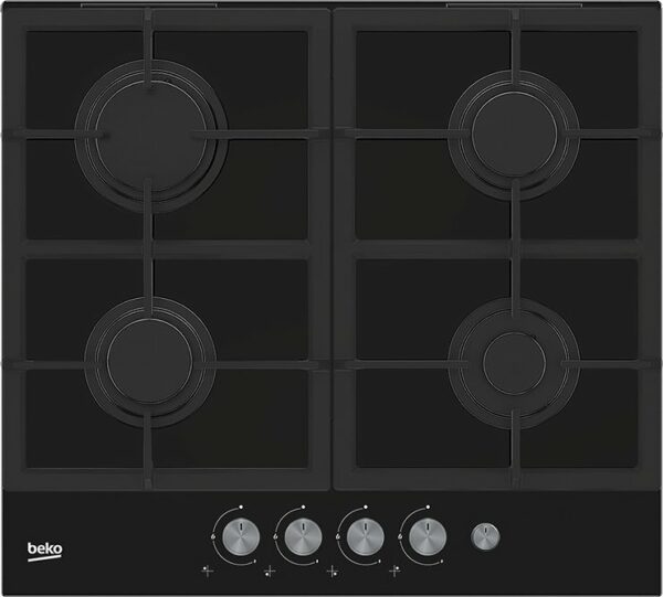 Table de cuisson gaz Beko HILG64235S 60 cm – verre noir