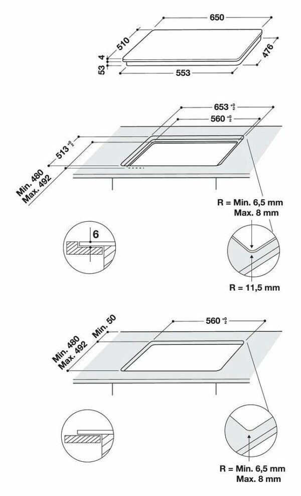 Whirlpool SMO658C/NE Table de cuisson vitrocéramique à induction cm. 65 - 8 zones de cuisson - noir – Image 4