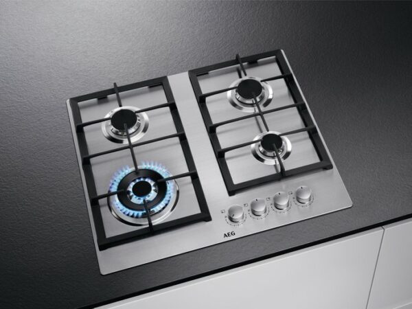 Aeg HGB64301UM 949 640 729 plaque de cuisson à gaz cm. 60 - grille en fonte inox – Image 2