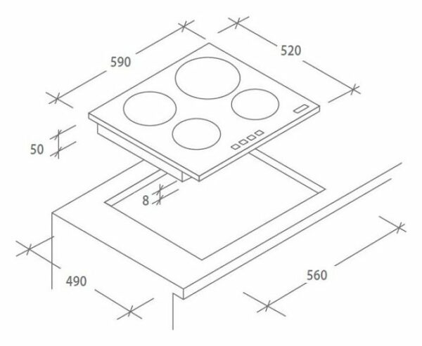 Table de cuisson électrique Candy CH64XB cm. 59 - vitrocéramique noire – Image 2