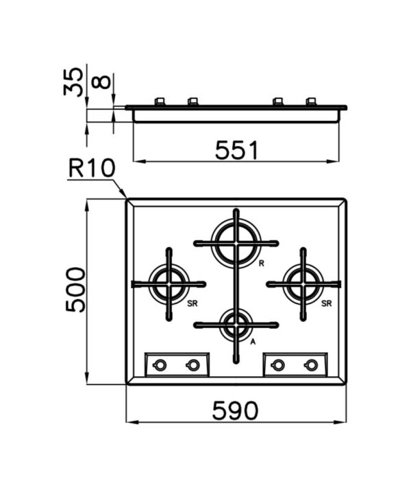 Foster 7066 052 Table de cuisson à gaz Veronika 59 cm - acier brossé – Image 2