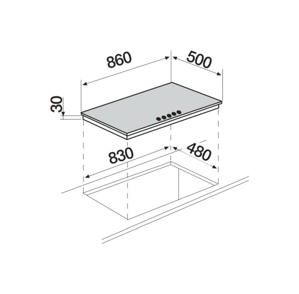 Schock SILVER PC90 AV Table de cuisson à gaz 90 cm - flocons d'avoine – Image 2