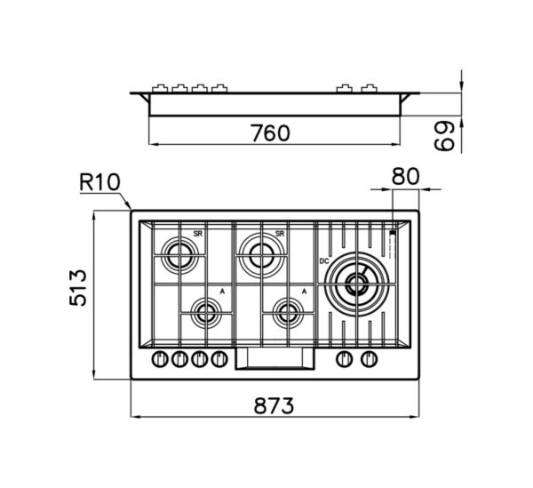 Foster 7206 032 Fl cuisinière à gaz cm 87 - filotop - acier brossé – Image 2