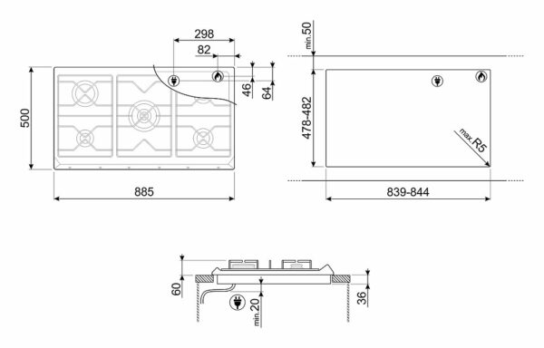 Plaque de cuisson Smeg SRV896AOGH Coloniale cm. 90 - anthracite – Image 3