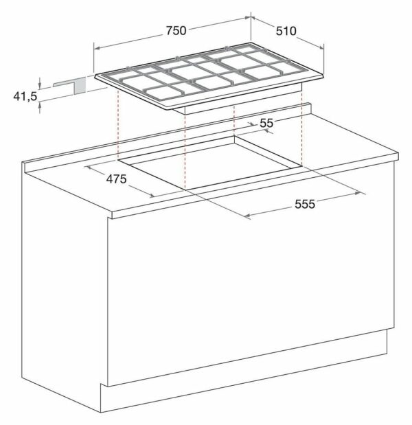 Hotpoint Ariston FTGHL ​​​​751 D/IX/HA Zone de cuisson à gaz cm. 75 - inox – Image 7
