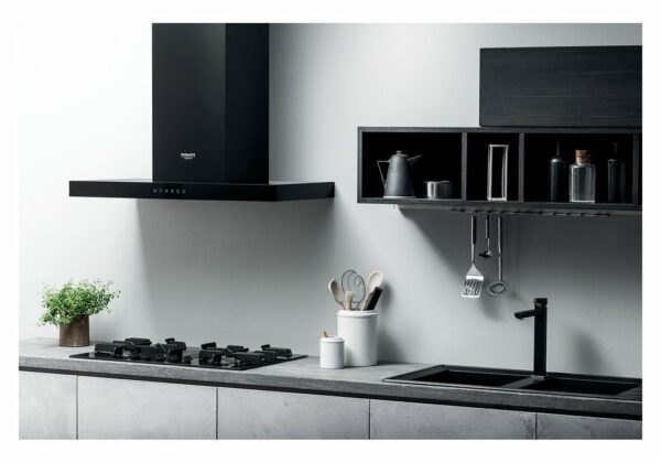 Hotpoint Ariston FTGHG 751 D/HA(BK) cuisinière à gaz cm. 75 - verre noir – Image 2