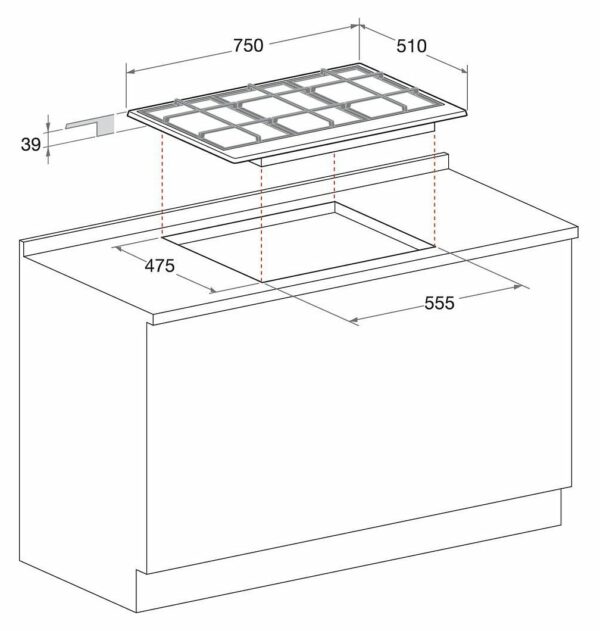 Hotpoint Ariston PCN 752 T/IX/HA Table de cuisson à gaz encastrable 75 cm - acier inoxydable – Image 2