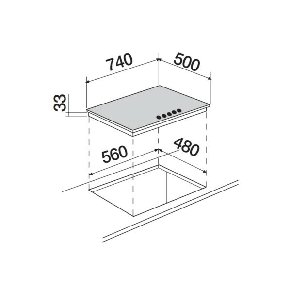 Schock PRIMUS PC75 AVG table de cuisson à gaz 75 cm - avoine – Image 3