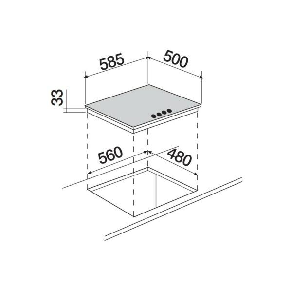 Schock PRIMUS PC60 AVG Table de cuisson à gaz 60 cm - flocons d'avoine – Image 2