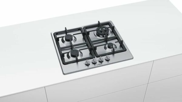Bosch PGH6B5B90 Table de cuisson à gaz série 4 60 cm - acier inoxydable